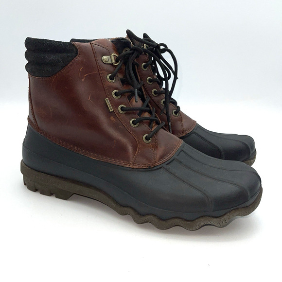Sperry Boots Mens 9 Brown Black Waterproof Avenue Duck Lug Top Sider STS10548 main image 6